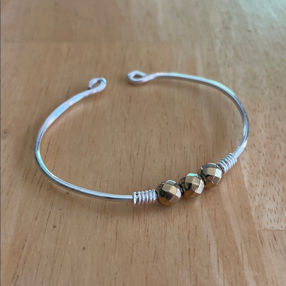 NWOT Artisan Handcrafted 925 Silver Plated and Gold-Toned Bead Bracelet